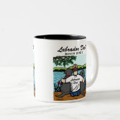 Twee zwarte labradors en papa tweekleurige koffiemok (Voorkant rechts)