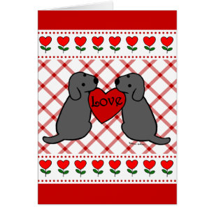 Twee zwarte labradors met Love Cartoon