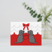 Twee zwarte labradors met Love Cartoon Lace Briefkaart (Staand voorkant)