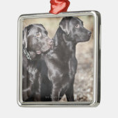 Twee zwarte labradors metalen ornament (Links)
