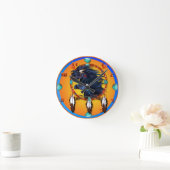 Twee zwarte paarden Mandala Ronde Klok (Huis)