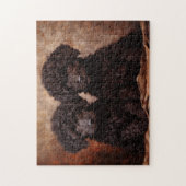 Twee zwarte poedel puppies legpuzzel (Verticaal)