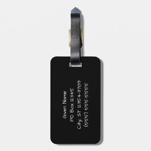 Twee zwarte poppenmonogram bagagelabel (Achterkant verticaal)