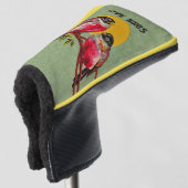 Twee  zwarte roze Tortelduifjes Sun Green Golfheadcover (3/4 voorkant)