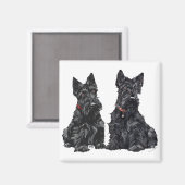 Twee zwarte Schotse Terriërs Magneet (Voorkant / Achterkant)
