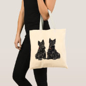 Twee zwarte Schotse Terriers Tote Bag (Voorkant (product))