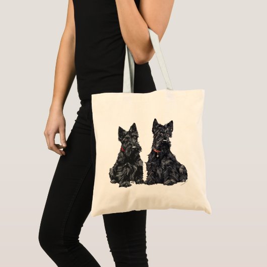 Twee zwarte Schotse Terriers Tote Bag (Voorkant (product))