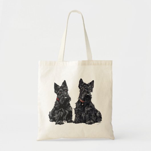 Twee zwarte Schotse Terriers Tote Bag (Voorkant)