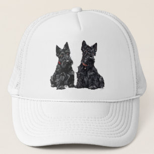 Twee zwarte Schotse Terriërs Trucker Pet
