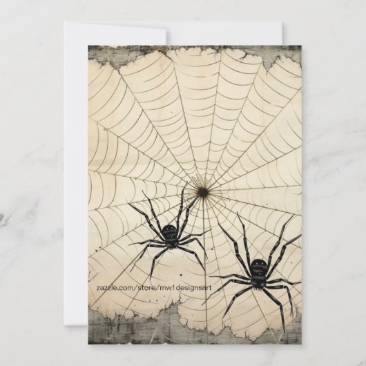 Twee zwarte spinnen op spinnenweb | Verouderd Kaart (Achterkant)