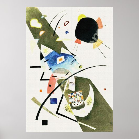 Twee Zwarte Spots - Kandinsky Poster (Voorkant)