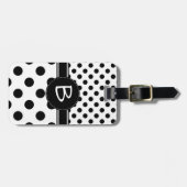 Twee Zwarte Stippenpatronen Monogram Bagagelabel (Voorkant horizontaal)