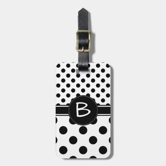 Twee Zwarte Stippenpatronen Monogram Bagagelabel (Voorkant verticaal)