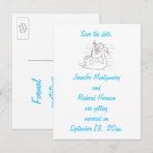 Twee zwarte swans Tekenen sparen de datum Briefkaa Aankondigingskaart (Voorkant / Achterkant)