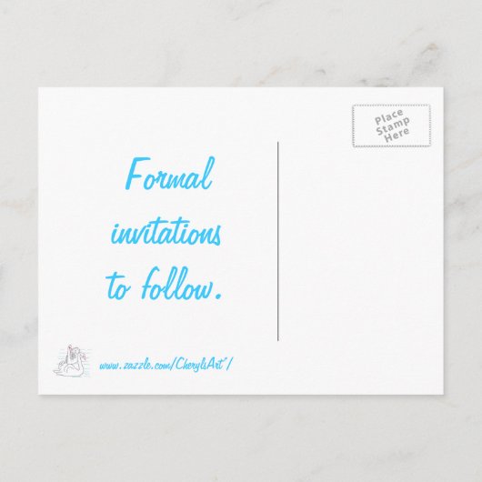 Twee zwarte swans Tekenen sparen de datum Briefkaa Aankondigingskaart (Achterkant)