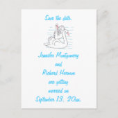 Twee zwarte swans Tekenen sparen de datum Briefkaa Aankondigingskaart (Voorkant)