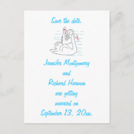 Twee zwarte swans Tekenen sparen de datum Briefkaa Aankondigingskaart