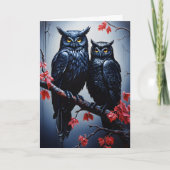 Twee zwarte uilen Gothic Moederdag Feestdagen Kaart (Voorkant)
