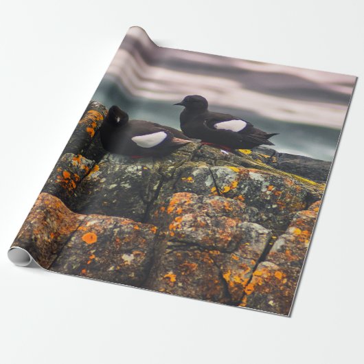 TWEE ZWARTE VOGELS CADEAUPAPIER (Uitgerold)