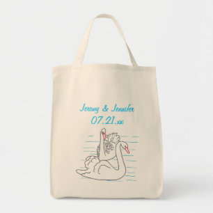 Twee zwarte zwanen tekenen bruid Canvas tassen