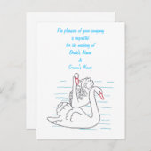 Twee Zwarte Zwanen Tekenen Huwelijk Nodigen Briefk Uitnodiging Briefkaart (Voorkant / Achterkant)