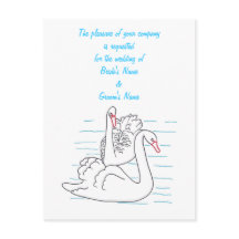 Twee Zwarte Zwanen Tekenen Huwelijk Nodigen Briefk