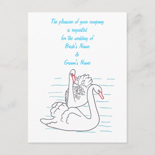 Twee Zwarte Zwanen Tekenen Huwelijk Nodigen Briefk Uitnodiging Briefkaart (Voorkant)