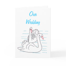 Twee Zwarte Zwanen Tekenen Huwelijksuitnodiging Ka