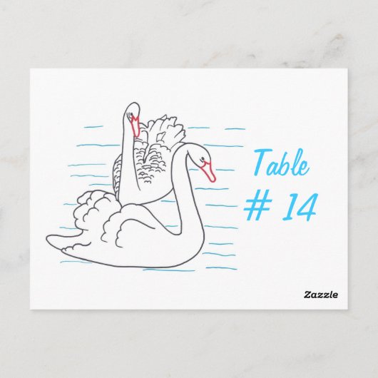 Twee Zwarte Zwanen Tekentafel Nummer Briefkaarten (Achterkant)