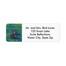 Twee zwarte zwanen zwemmen Adresetiketten Etiket