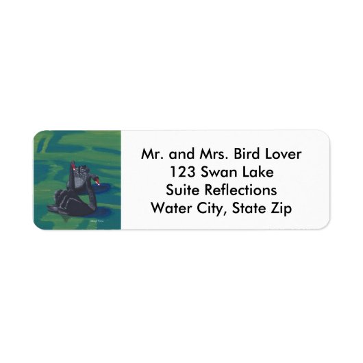 Twee zwarte zwanen zwemmen Adresetiketten Etiket (Voorkant)