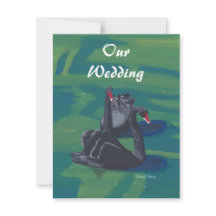 Twee Zwarte Zwanen Zwemmen Bruiloft Uitnodigingen