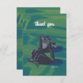 Twee Zwarte Zwanen Zwemmen Dank u Kaarten (Voorkant / Achterkant)