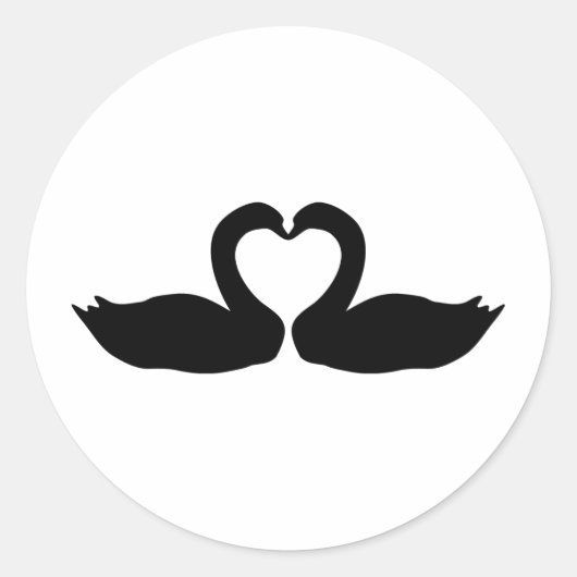 twee zwarte zwanenpictogram ronde sticker (Voorkant)