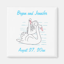 Twee zwarte Zwans Tekenen sparen de datumMagneten Magneet