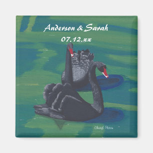 Twee zwarte zwemmen Aangepaste Datum Magneten