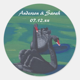 Twee zwarte zwemmen Aangepaste Datum ticker Ronde Sticker