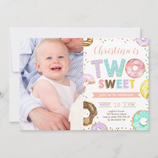 Twee zweet Donut Girl 2e verjaardag Aangepaste fot Kaart (Voorkant)