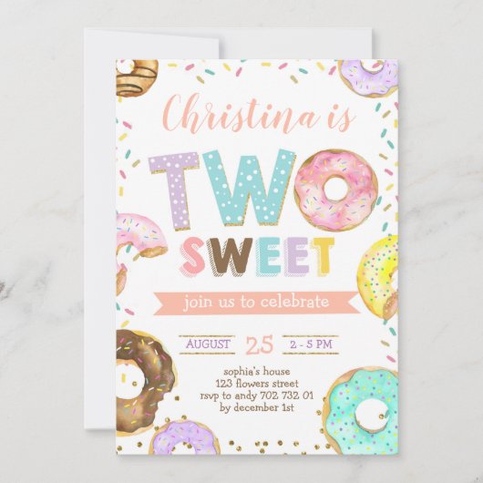 Twee zweet Donut Girl 2e verjaardag prins Kaart (Voorkant)