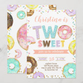 Twee zweet Donut Girl 2e verjaardag prins Kaart (Voorkant / Achterkant)