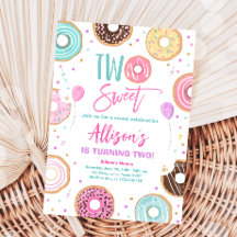 Twee zweet Donut Waterverf meisje Tweede verjaarda