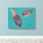 Twee Zwemende otters die het Gewikkelde Canvas sch Afdruk (Insitu (Houten vloer))