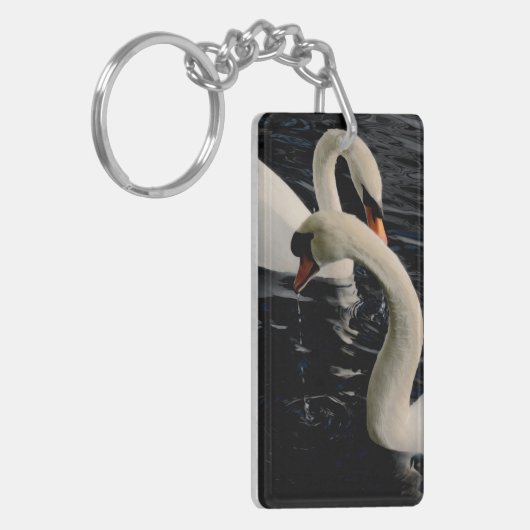 Twee zwemmen op het meer sleutelhanger (Voorkant Links)