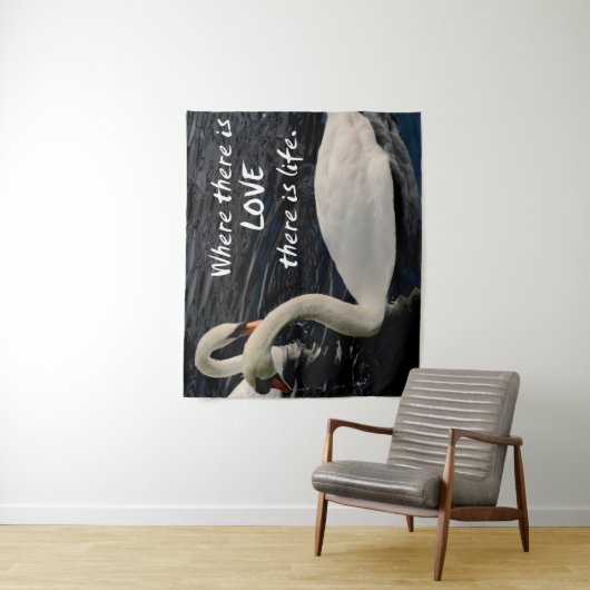 Twee zwemmen op het meer wandkleed (In situ)