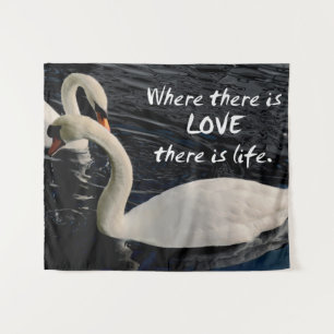 Twee zwemmen op het meer wandkleed