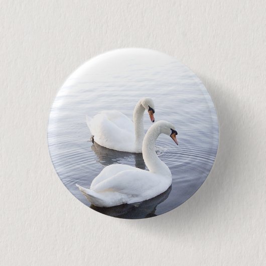 Twee zwemmen op het Tranquil Lake Ronde Button 3,2 Cm (Voorkant)