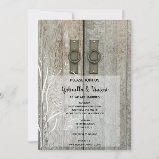 Tweebarndeuren Boerderij bruiloft Kaart (Voorkant)