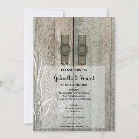 Tweebarndeuren Boerderij bruiloft Kaart (Voorkant)