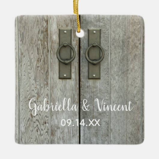 Tweebarndeuren Landbruiloft Keramisch Ornament (Voorkant)