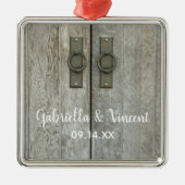 Tweebarndeuren Landbruiloft Metalen Ornament (Voorkant)